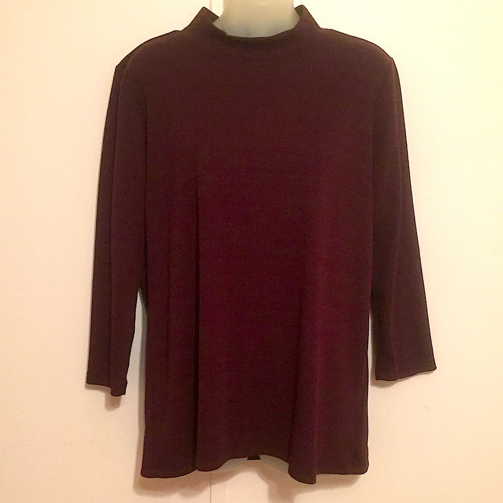 Attention Plum 3/4 Sleeve Ribbed Tunic, size XL